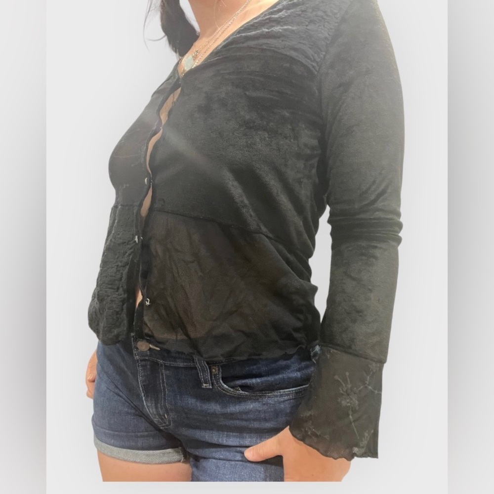 Black floral sheer top